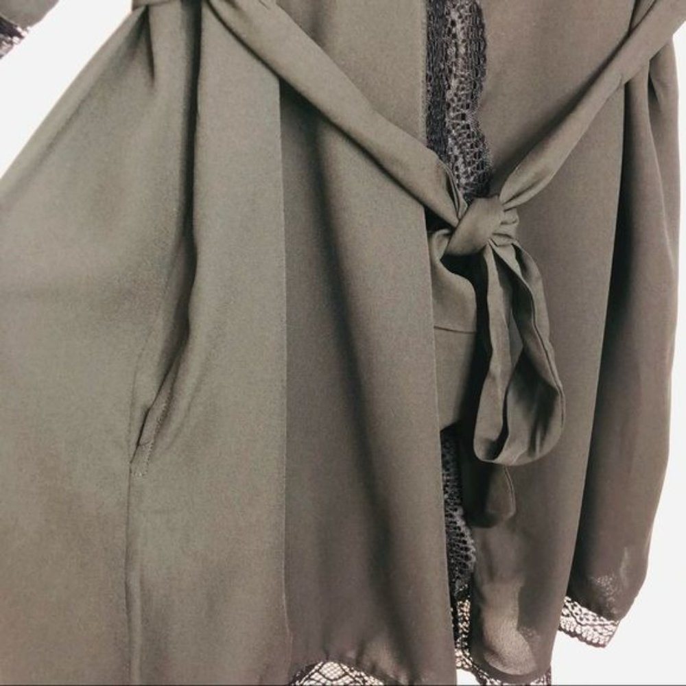INC Lace Trim Short Robe, - Picture 4 of 10